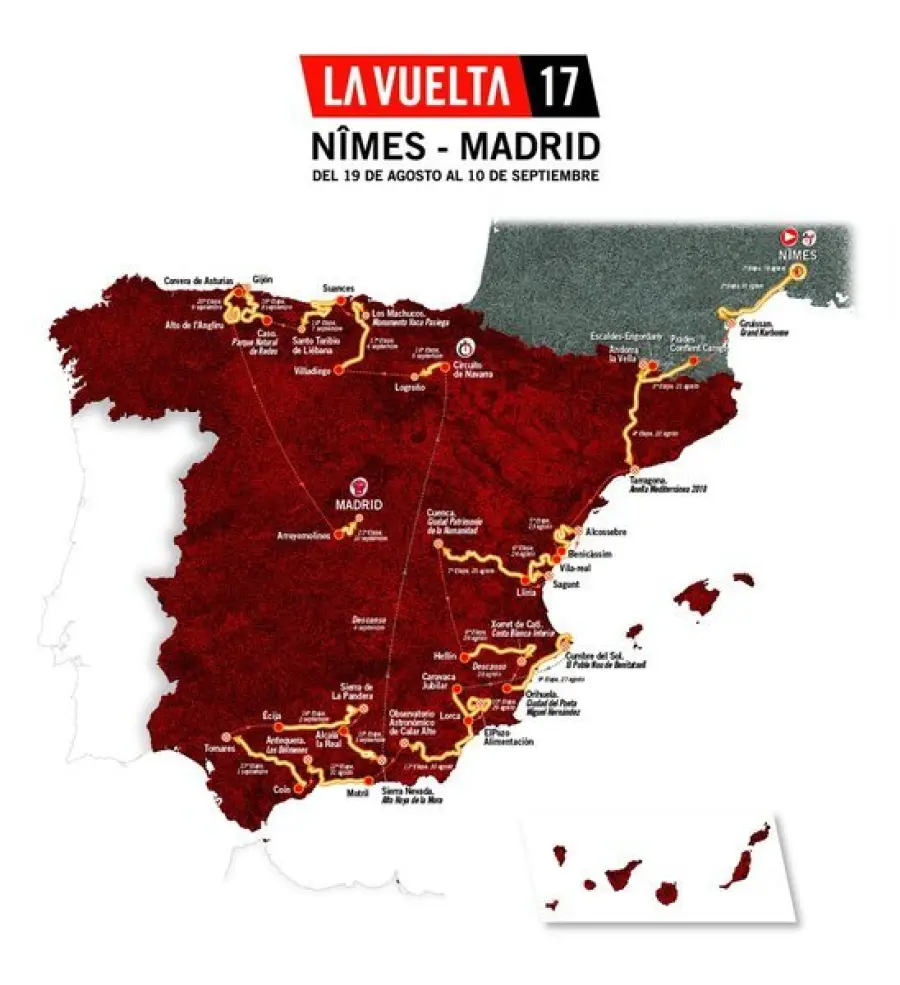 Vuelta a España 2017, tutti i dettagli sul percorso
